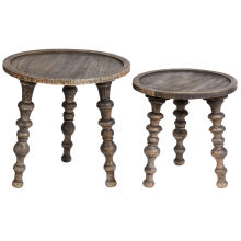 Set of 2 Side Tables MARNOO Mango Wood Dark Brown