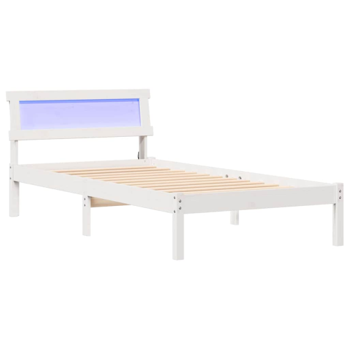 VidaXL vidaXL Bed Frame with Headboard White 90 x 190 cm Solid Pine Wood 1