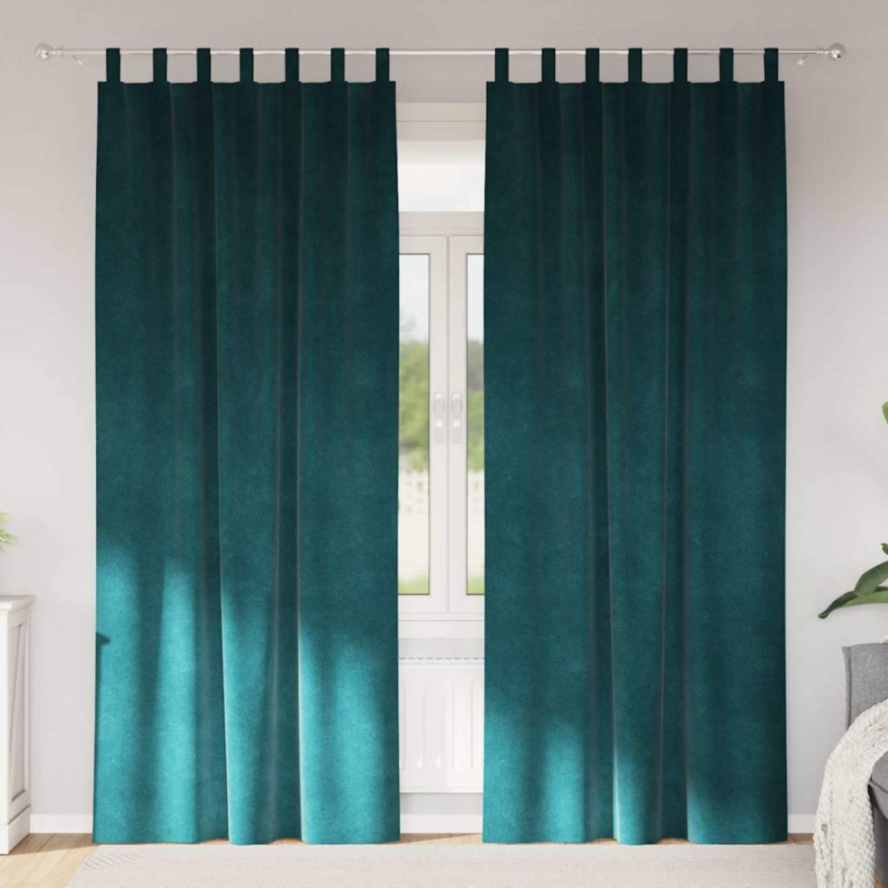 vidaXL - Blackout Curtains - Velvet - 140 x 260 cm - Green - Image 3