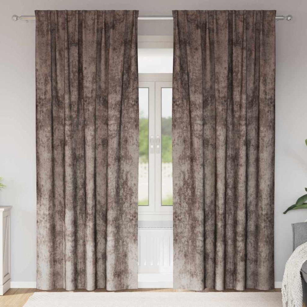 vidaXL - Velvet Curtains - 260 x 140 cm - Brown - Image 2