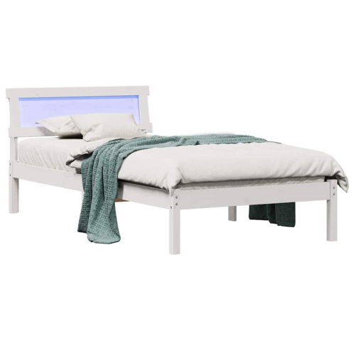 VidaXL vidaXL Bed Frame with Headboard White 90 x 190 cm Solid Pine Wood 2