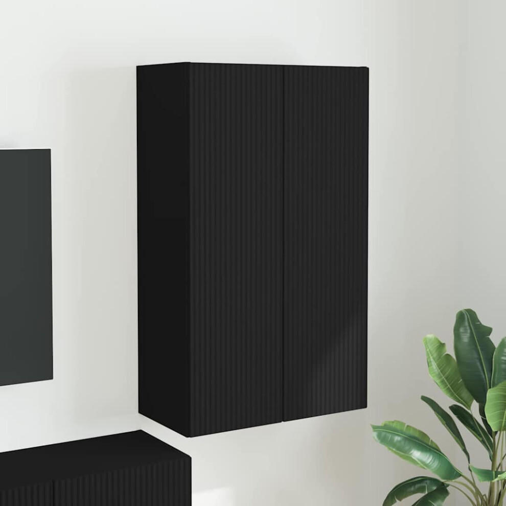 Vidaxl Tv Wall Cabinet Black 59.5 X 31 X 100 Cm Engineered Wood