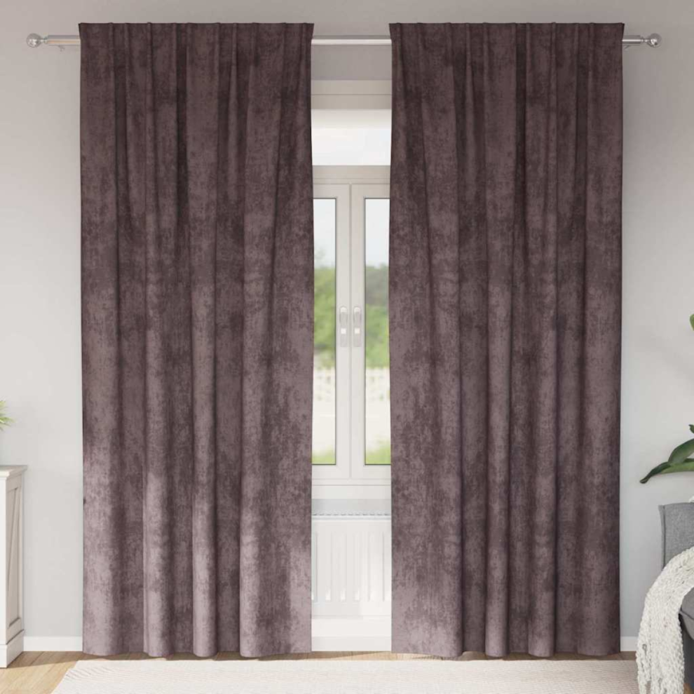 Vidaxl Velvet Curtains 2 Pcs Brown 260 X 140 Cm Velvet, Brown - Image 2