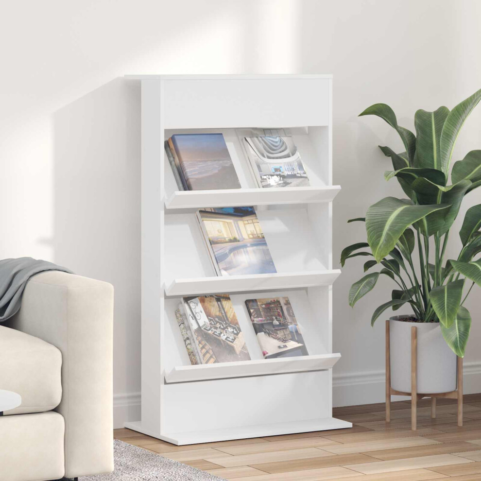 Vidaxl Magazine Rack With Shelf White 70 X 41 X 126 Cm Engineered Wood