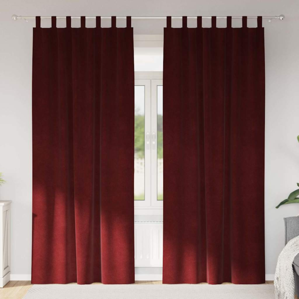 Vidaxl Blackout Curtains 2 Pcs Wine Red 140 X 260 Cm Velvet