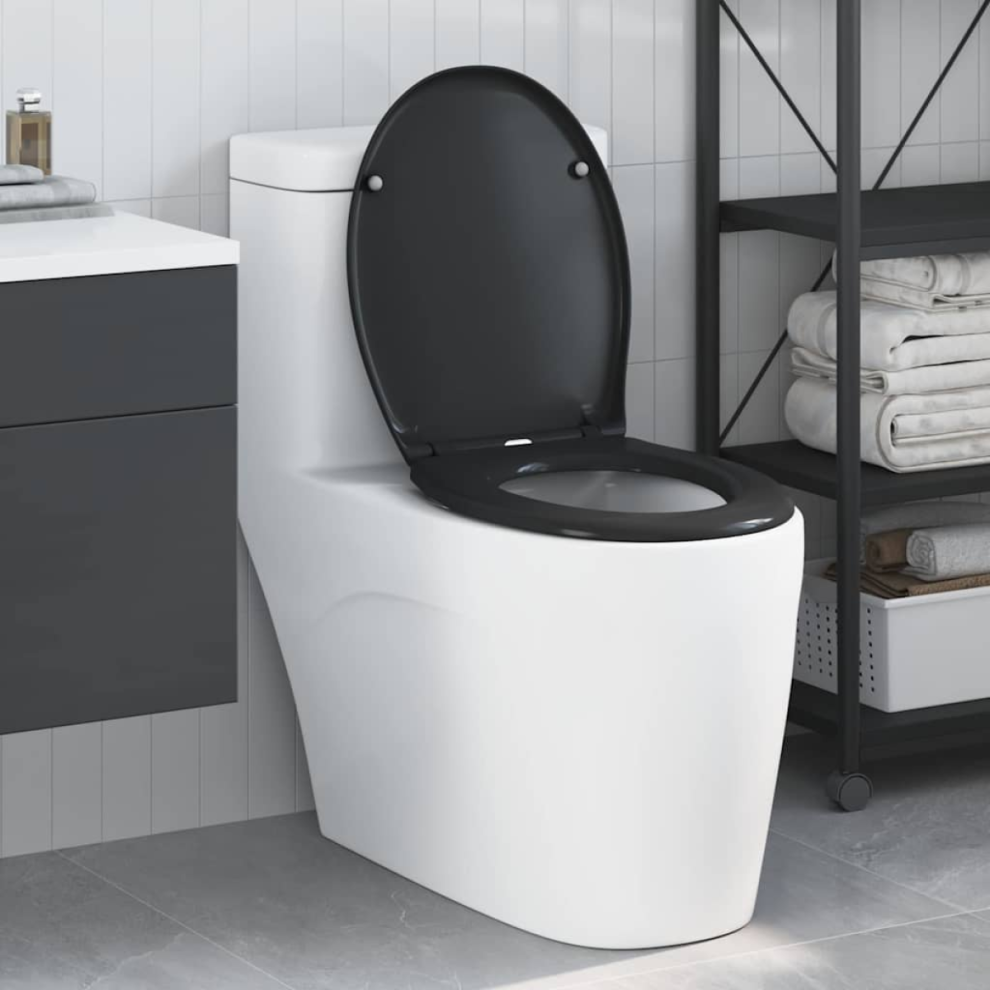 Vidaxl Toilet Seat Black 47 X 37 X 4 Cm Duroplast