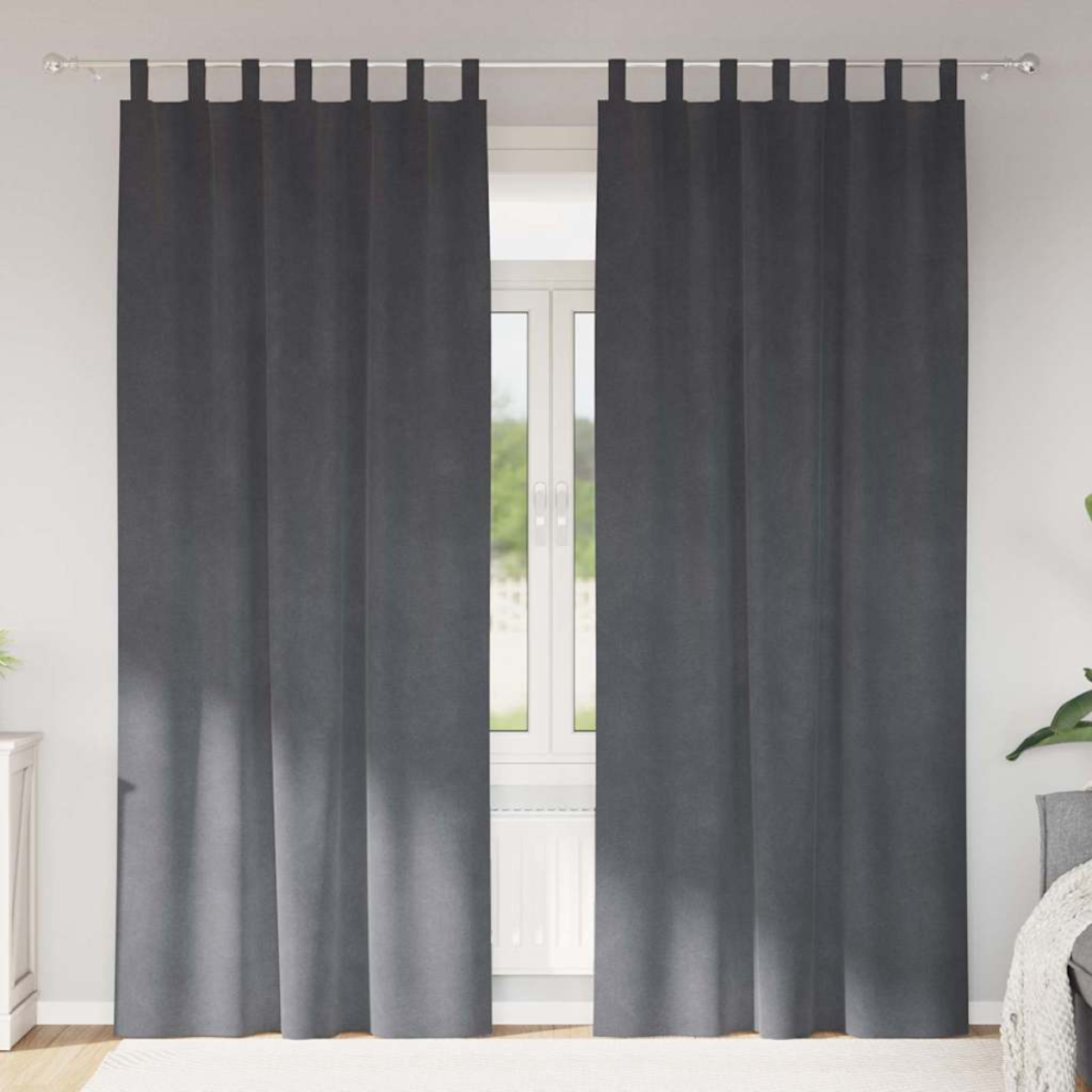 vidaXL - Velvet Blackout Curtains - 140 x 245 cm - Grey - Image 2