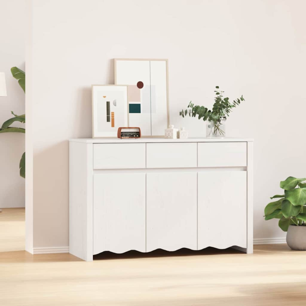Vidaxl Sideboard Drammen White 114 X 43 X 75.5 Cm Solid Pine Wood