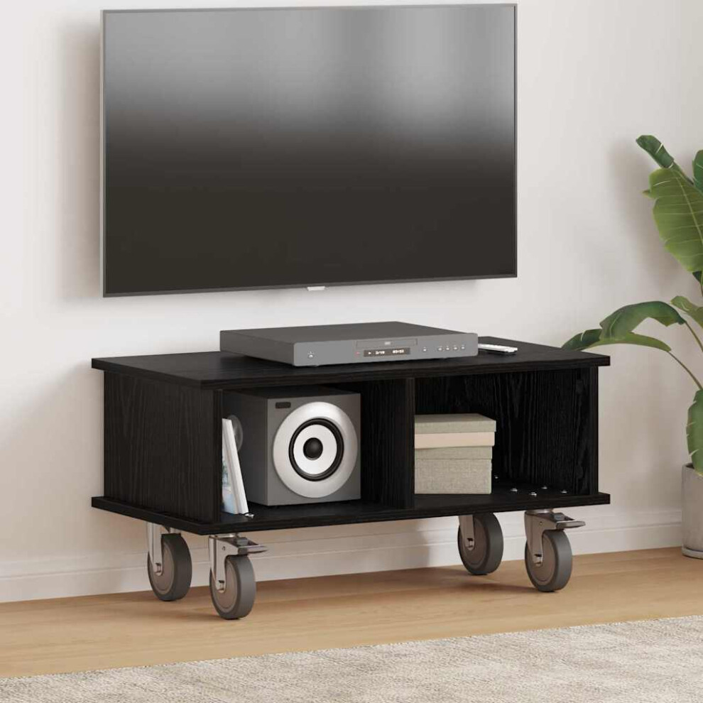 Vidaxl Tv Stand Oak 68.5 X 35 X 35 Cm Engineered Wood Black