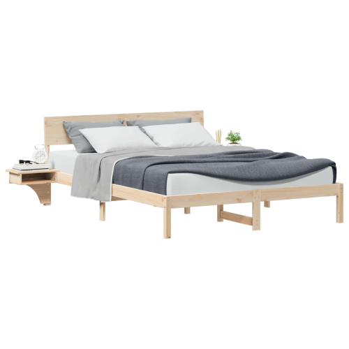 VidaXL vidaXL Bed Frame with Headboard Brown 160 x 200 cm Solid Pine Wood 1