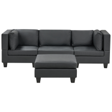 Modular Sofa 3 Seater UNSTAD Faux Leather Black