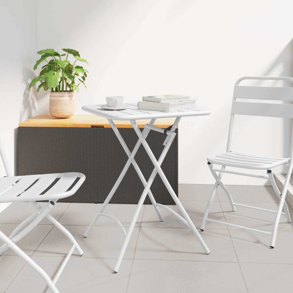 Vidaxl Bistro Table White 55 X 55 X 72.5 Cm Powder-Coated Steel