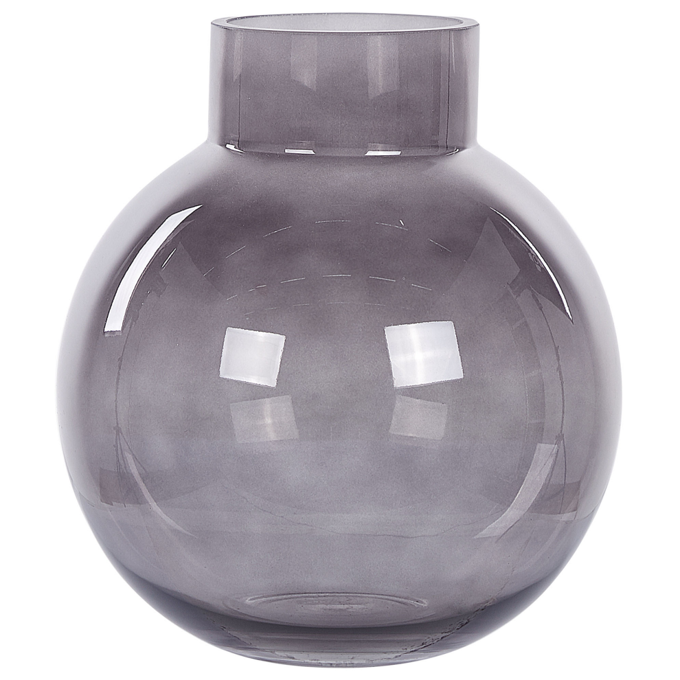 Beliani Flower Vase Polydrosos Glass 22 Cm Grey