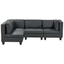 Modular Corner Sofa 4 Seater UNSTAD Faux Leather Black Right Hand