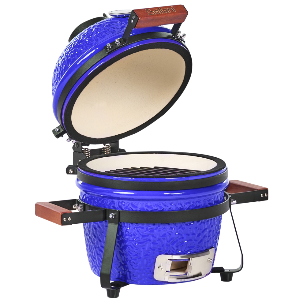 Beliani Mini Charcoal Bbq Grill Kamado Ceramic Blue