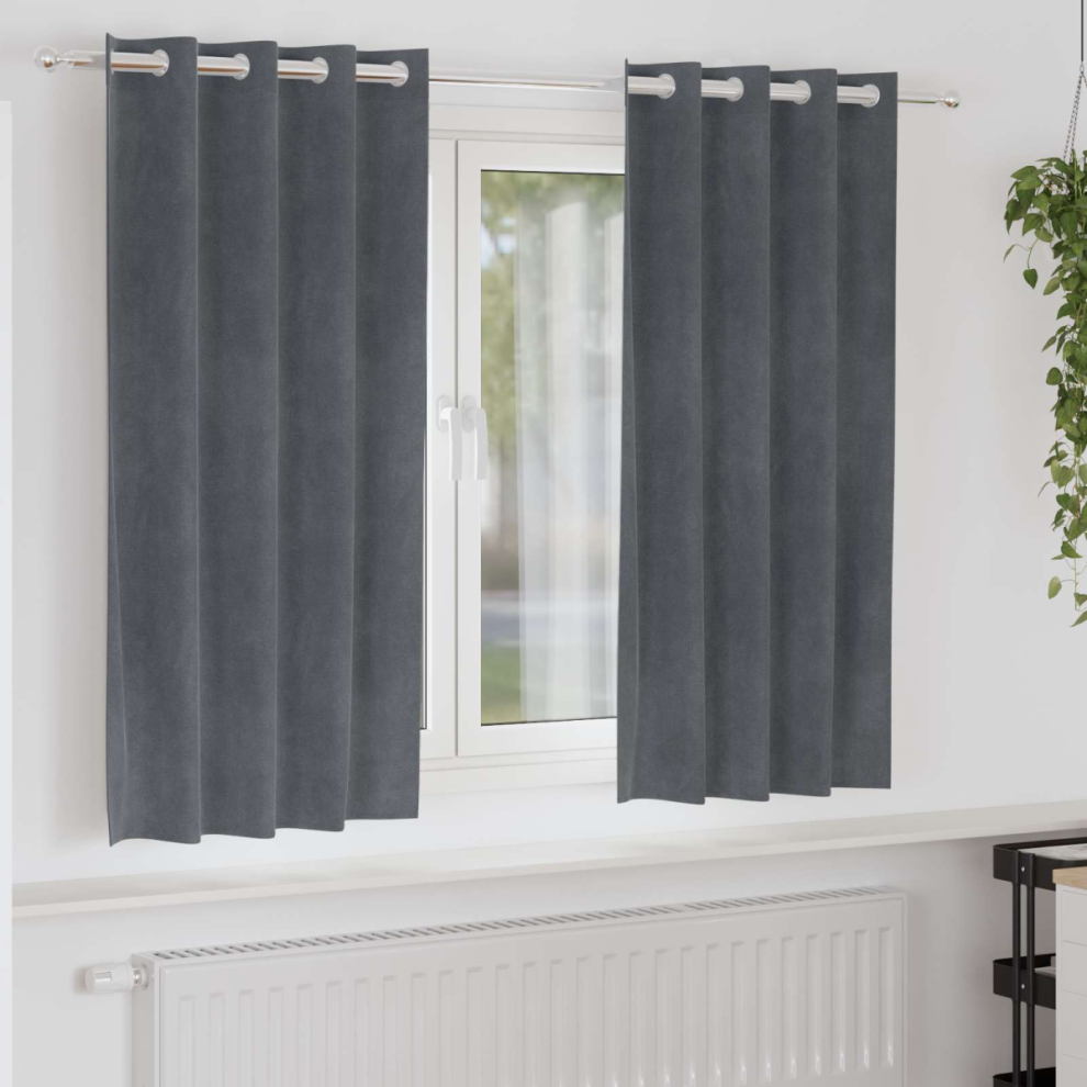 Vidaxl Blackout Curtains 2 Pcs Light Grey 140 X 175 Cm Velvet, Grey - Image 2