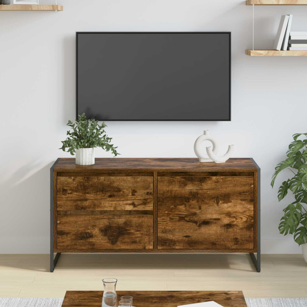 Vidaxl Tv Cabinet Smoke Oak 100 X 36 X 49.5 Cm Engineered Wood