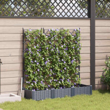 vidaXL Garden Planter 3 pcs Grey 120 x 40 x 125.5 cm Plastic