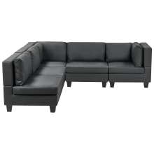 Modular Corner Sofa 5 Seater UNSTAD Faux Leather Black Right Hand