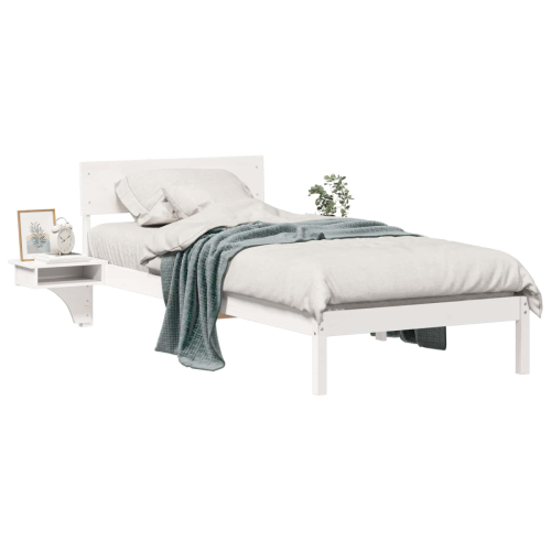 VidaXL vidaXL Bed Frame with Headboard White 90 x 190 cm Solid Pine Wood 1
