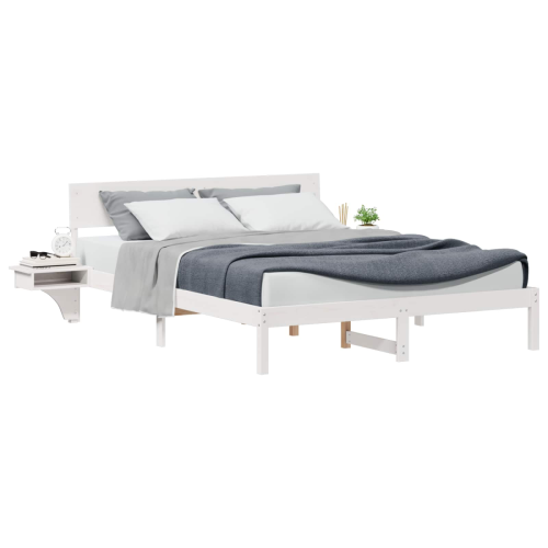 VidaXL vidaXL Bed Frame with Headboard White 150 x 200 cm Solid Pine Wood 1