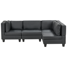 Modular Corner Sofa 4 Seater UNSTAD Faux Leather Black Left Hand