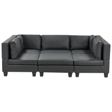 Modular U-Shape Sofa 5 Seater UNSTAD Faux Leather Black