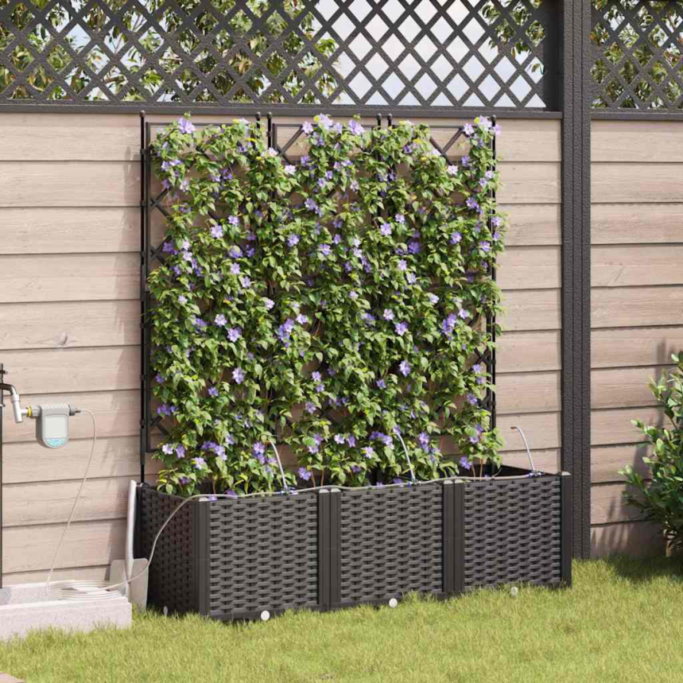 Vidaxl Garden Planter 3 Pcs Black Plastic