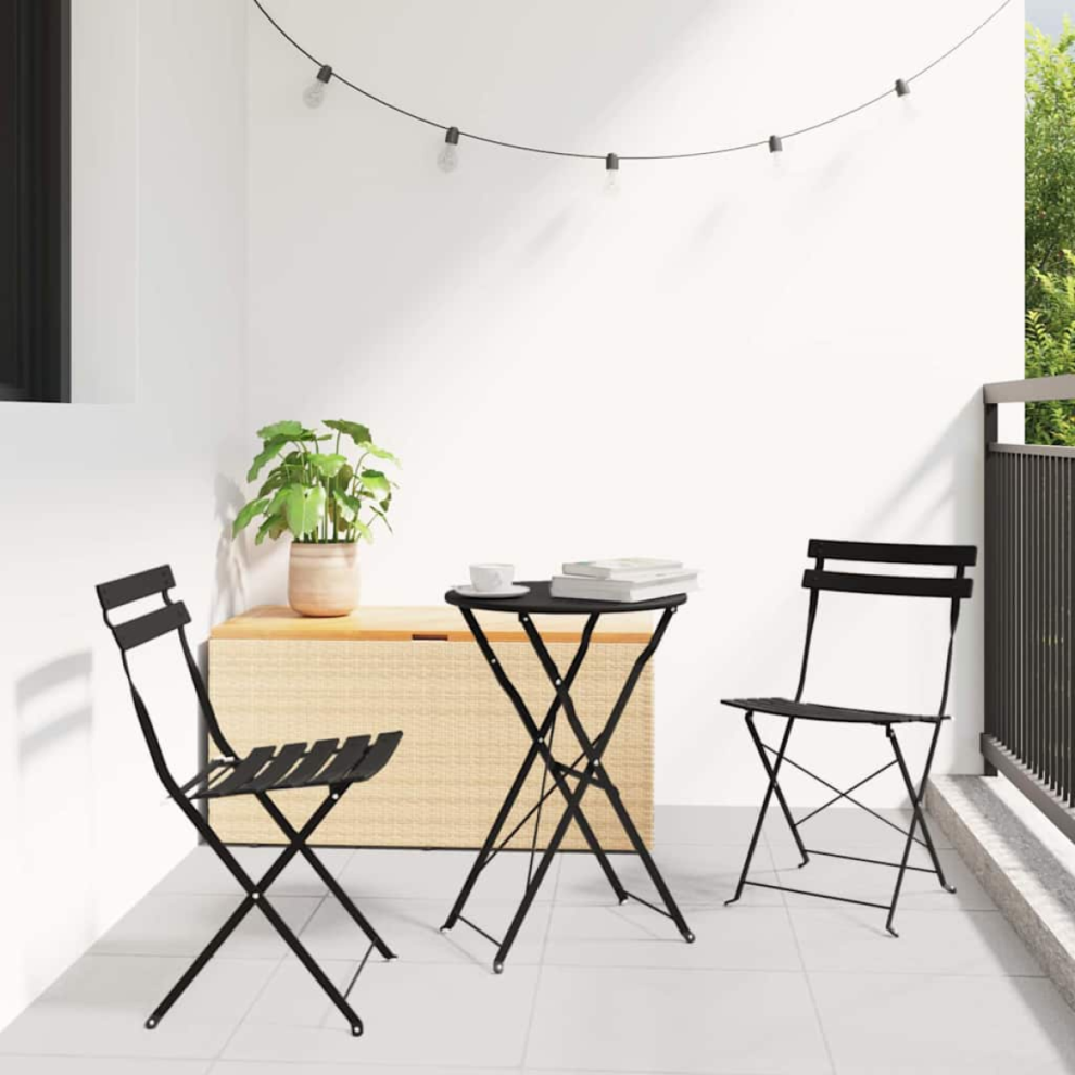 Vidaxl Folding Bistro Set 3 Pcs Anthracite Steel