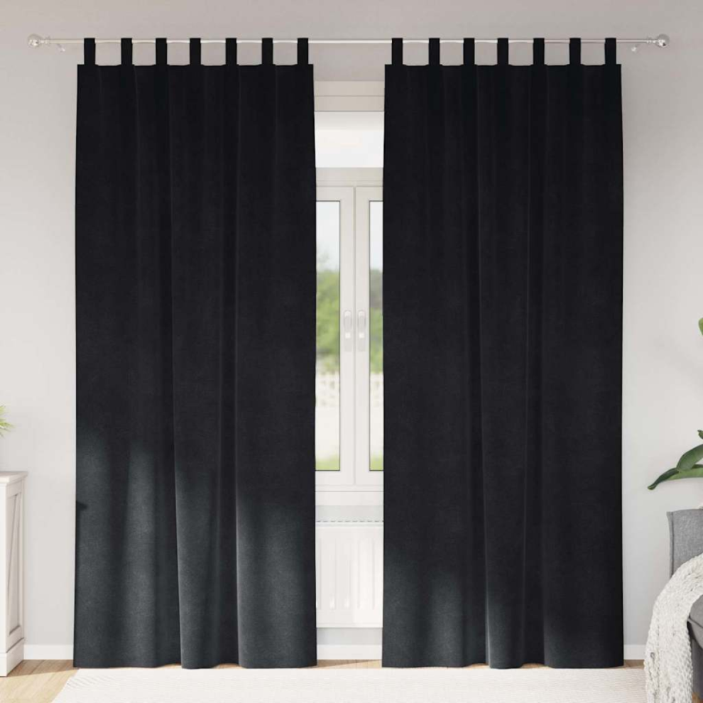 Vidaxl Blackout Curtains 2 Pcs Black 140 X 260 Cm Velvet, Black - Image 2