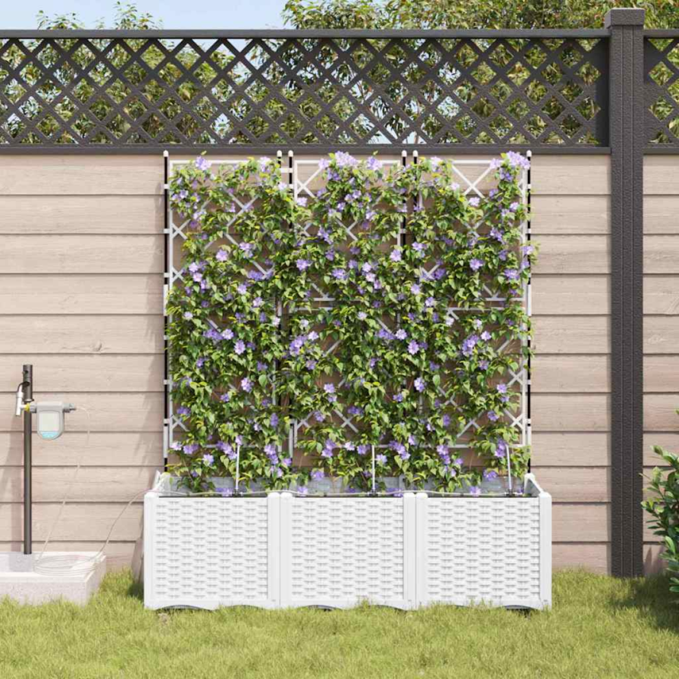 Vidaxl Garden Planter 3 Pcs White Plastic