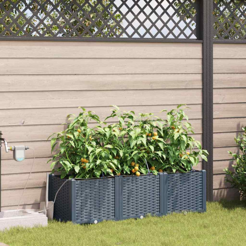 Vidaxl Garden Planter 3 Pcs Light Grey Plastic