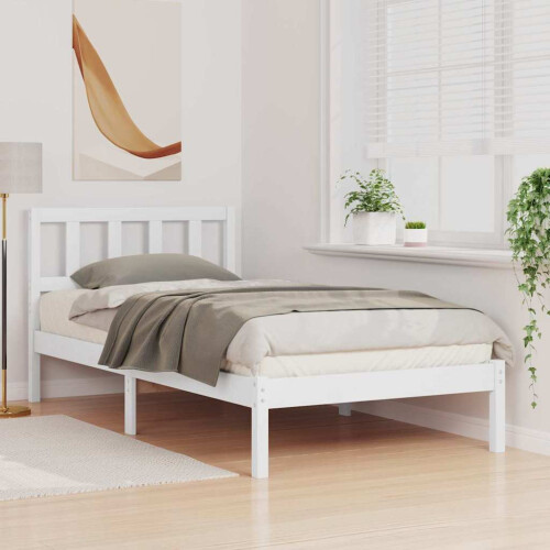 VidaXL vidaXL Bed Frame with Headboard White 90 x 190 cm Solid Pine Wood 2
