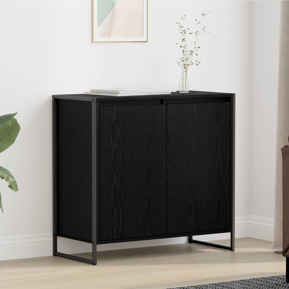 Vidaxl Side Cabinet Oak 79 X 36 X 75 Cm Engineered Wood Black