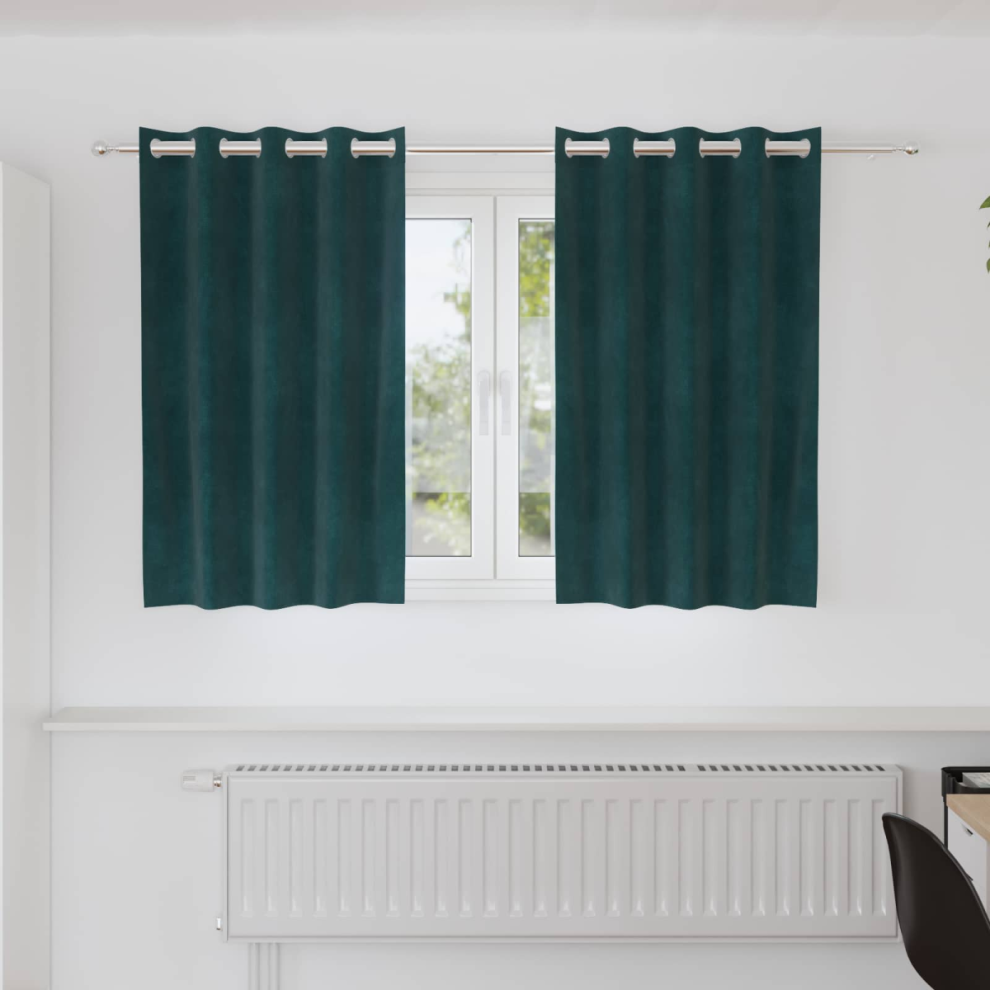 Vidaxl Blackout Curtains 2 Pcs Dark Green 140 X 140 Cm Velvet, Green - Image 2