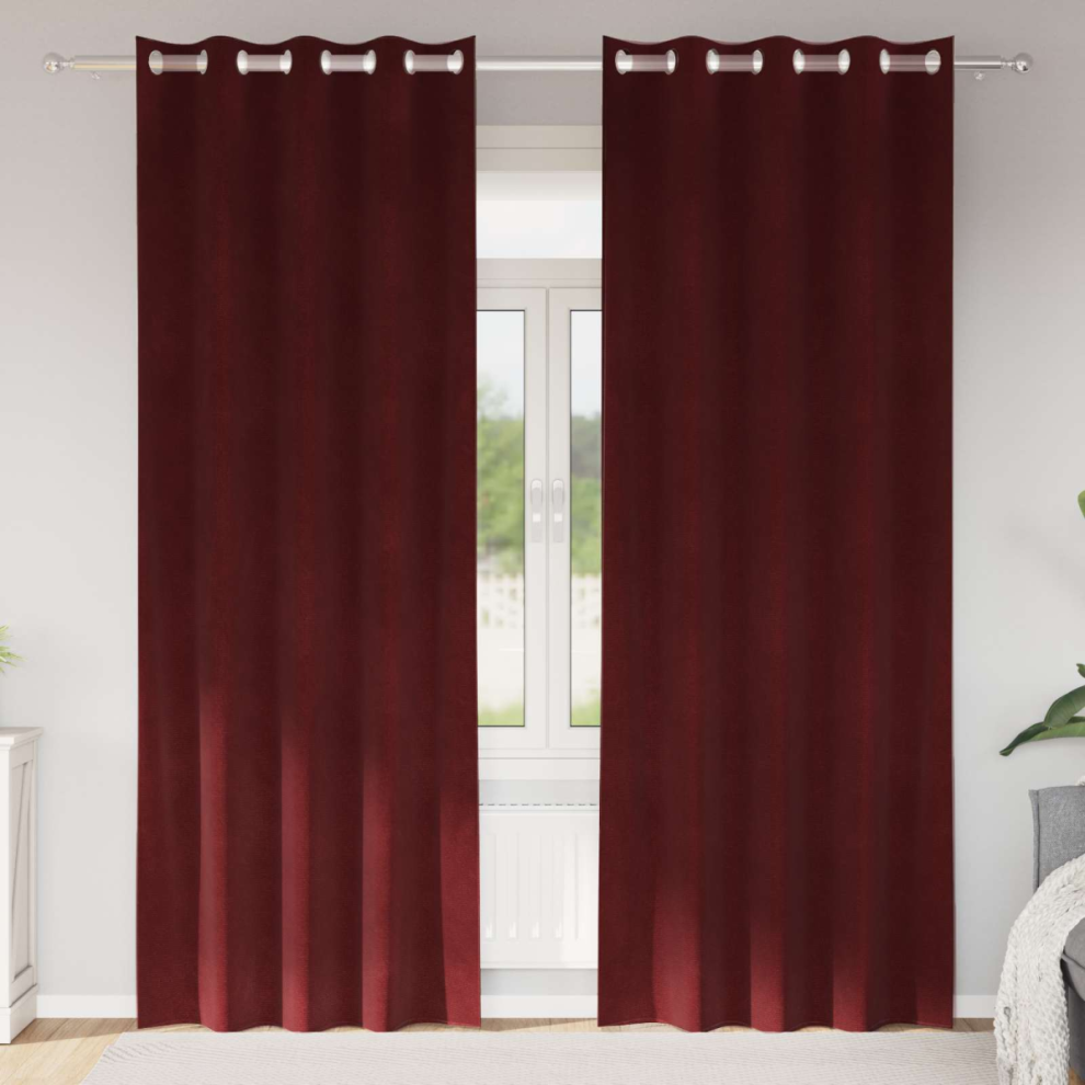 Vidaxl Blackout Curtains 2 Pcs Wine Red 140 X 225 Cm Velvet