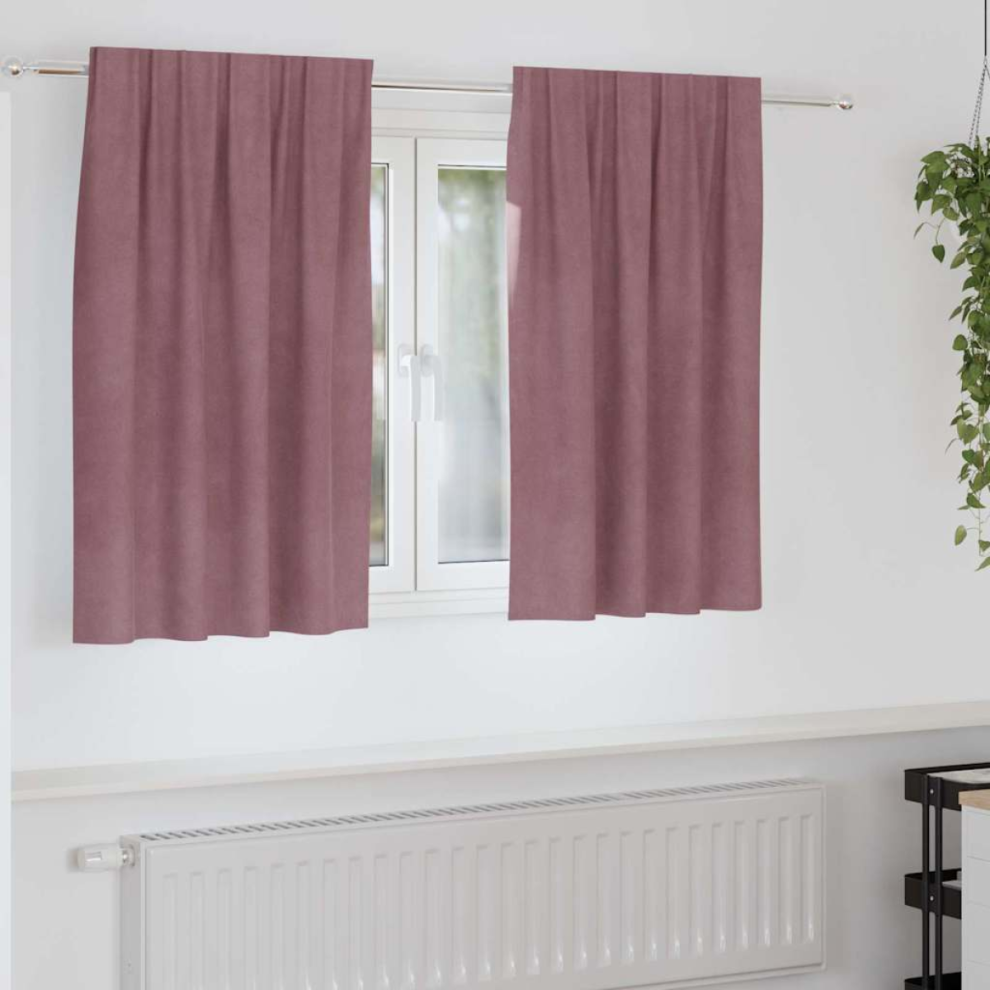 Vidaxl Dark Pink Blackout Curtains 2 Pcs 140 X 140 Cm Velvet | Lets Lovely Natural Light Brighten Up Your Space, Creates A Snug, Dimmed Vibe, - Image 3