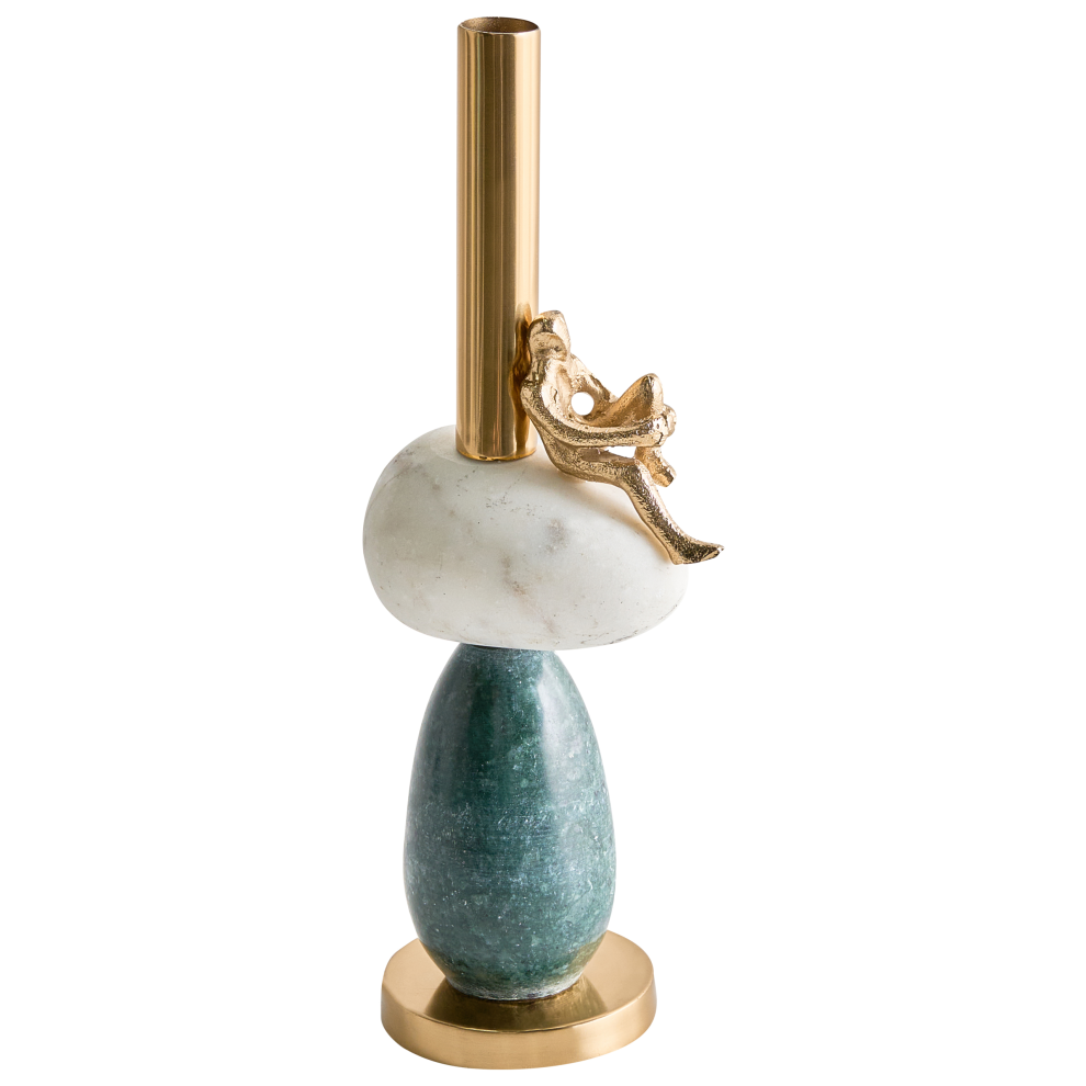 Beliani Candle Holder Barice Marble 34 Cm Multicolour