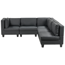 Modular Corner Sofa 5 Seater UNSTAD Faux Leather Black Left Hand