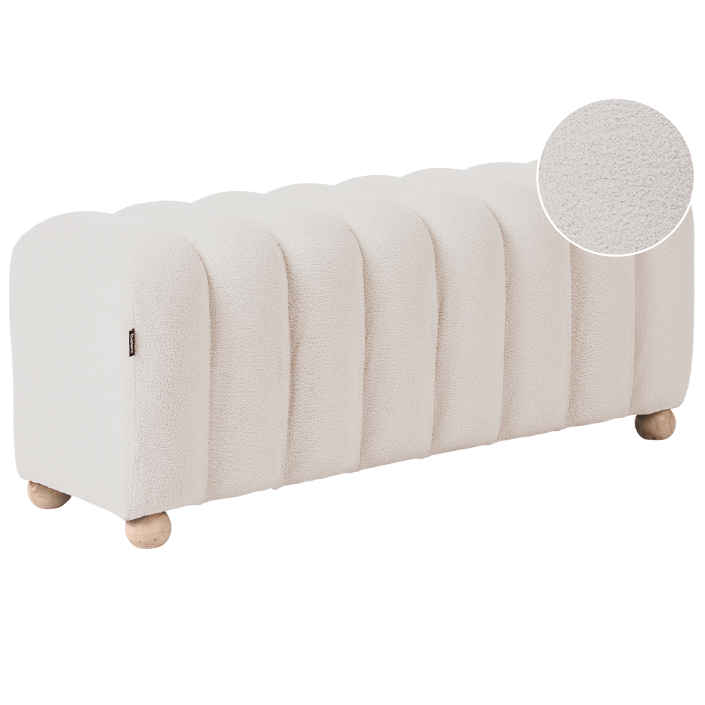 Beliani Upholstered Bench Idyllwild Boucle Off- White
