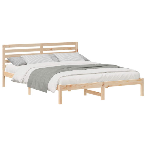 VidaXL vidaXL Bed Frame with Headboard Brown 160 x 210 cm Solid Pine Wood 1