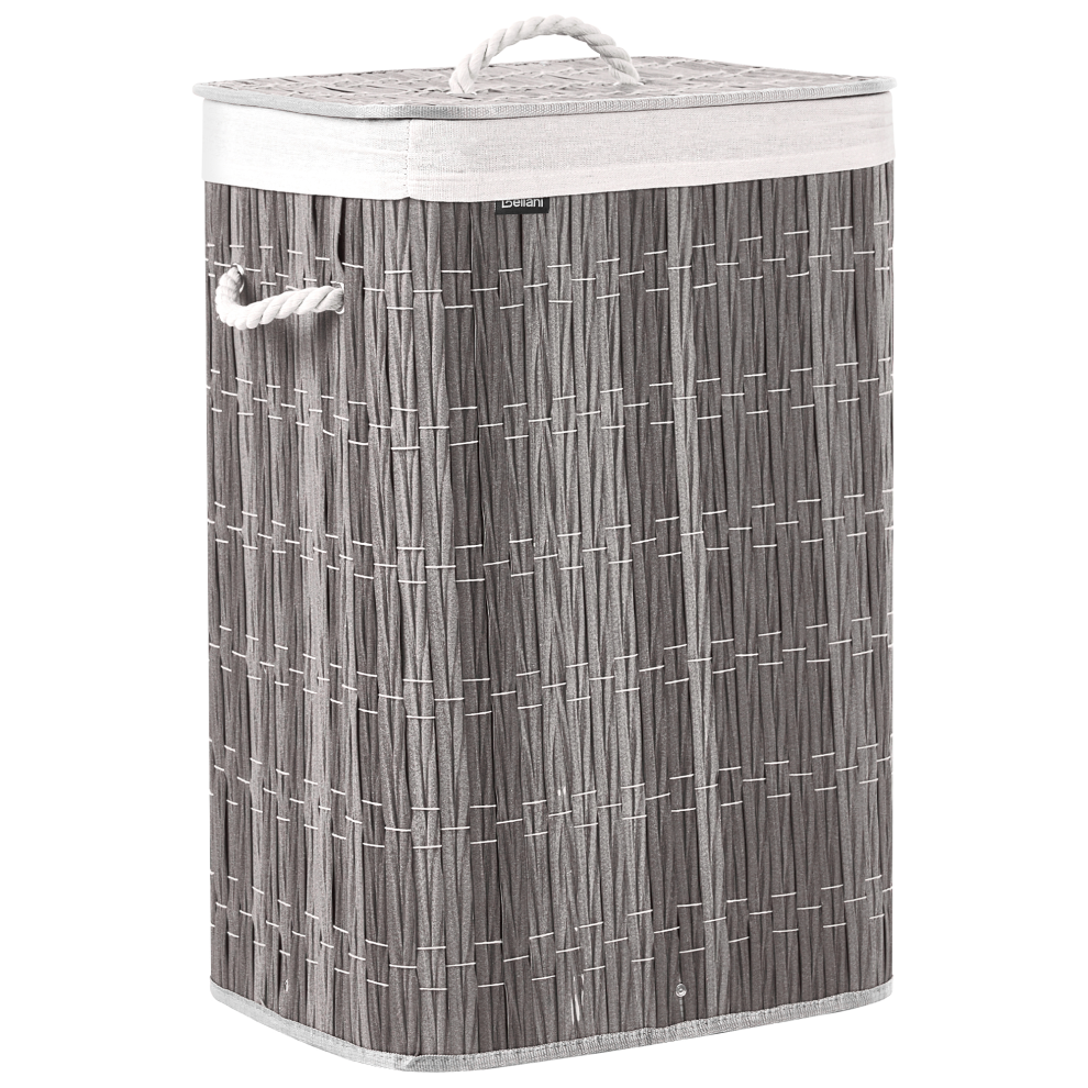 Beliani Laundry Basket With Lid Trancura Fabric Grey 72 L