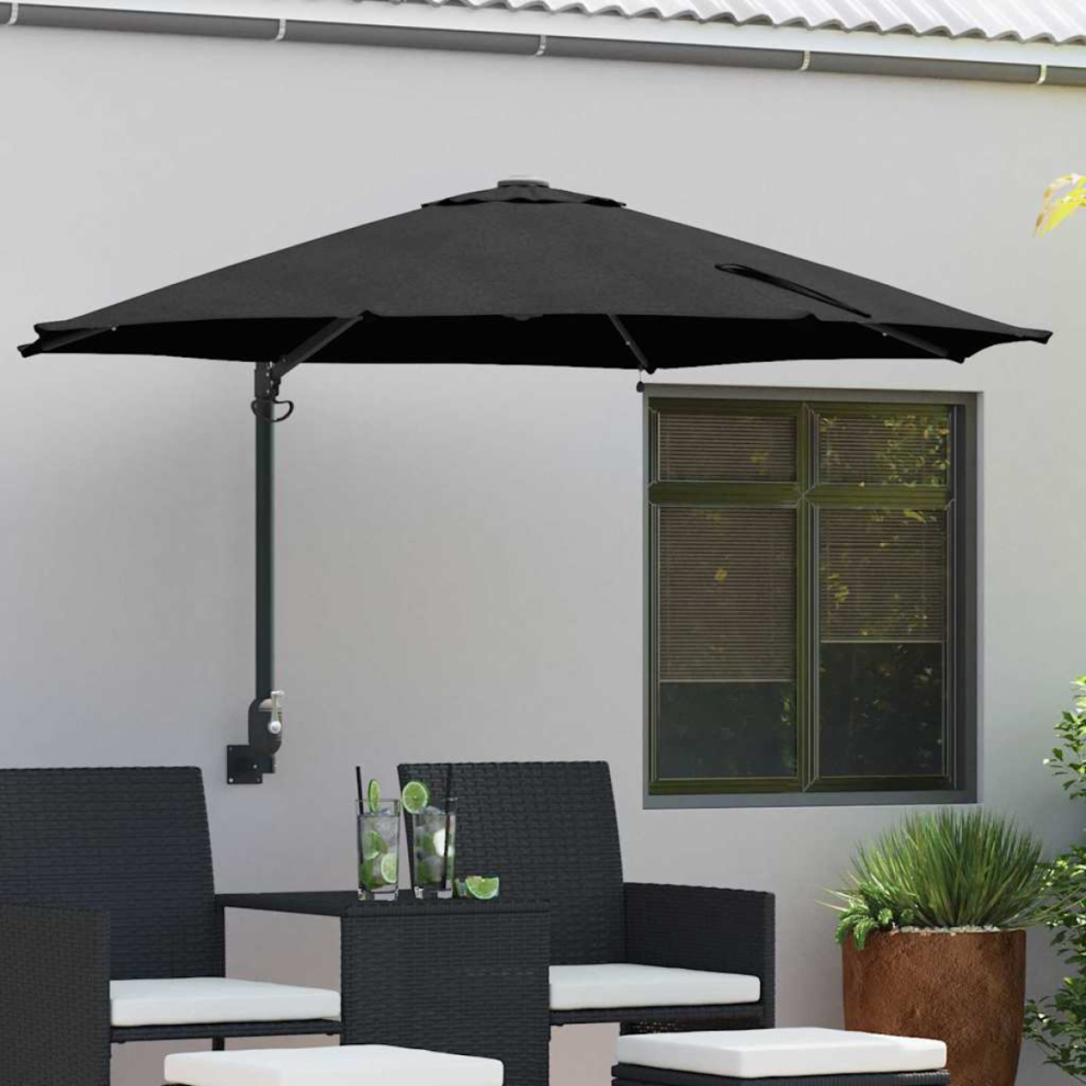 Vidaxl Garden Parasol Black 248 X 248 X 148 Cm Polyester And Steel