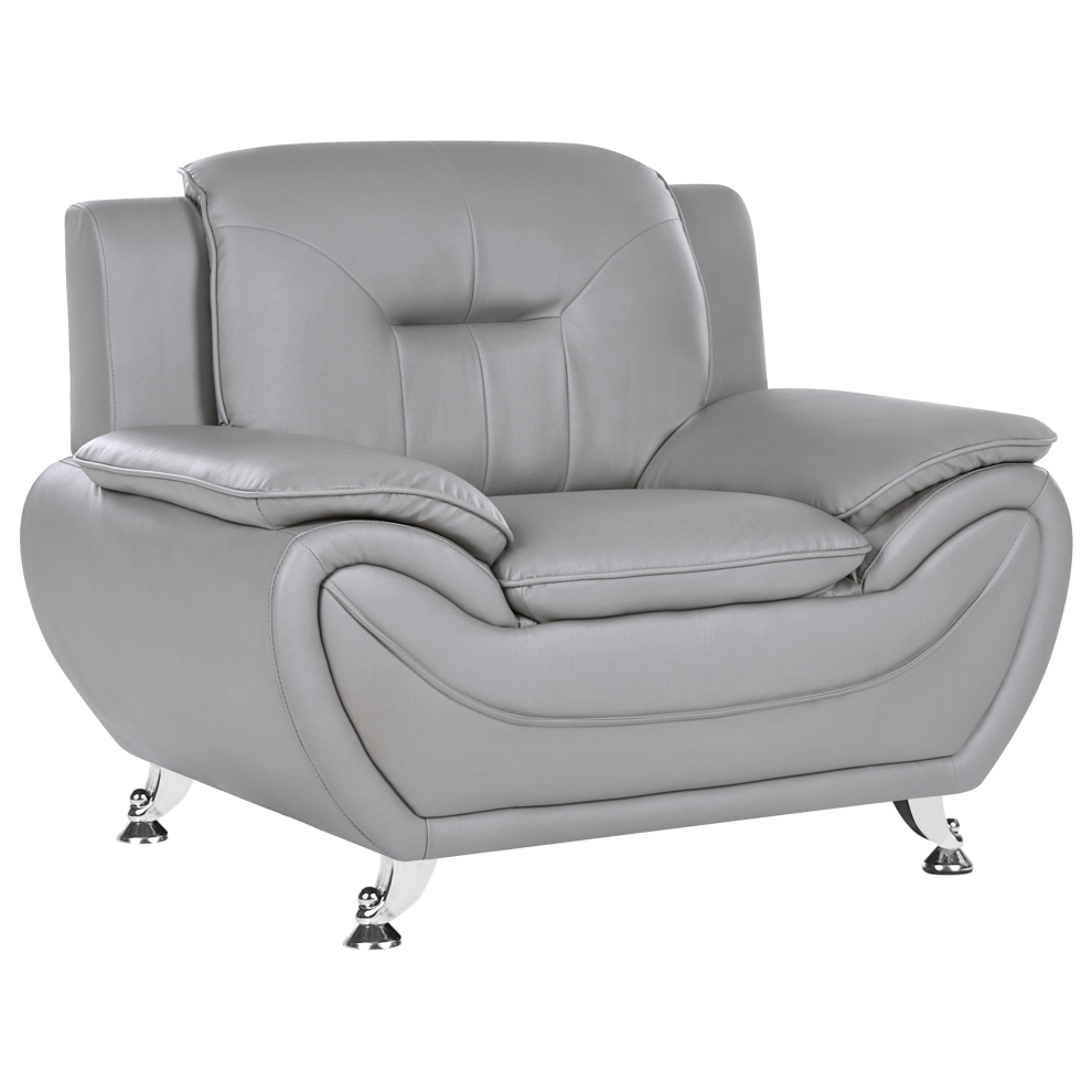 Beliani Armchair Leira Faux Leather Grey