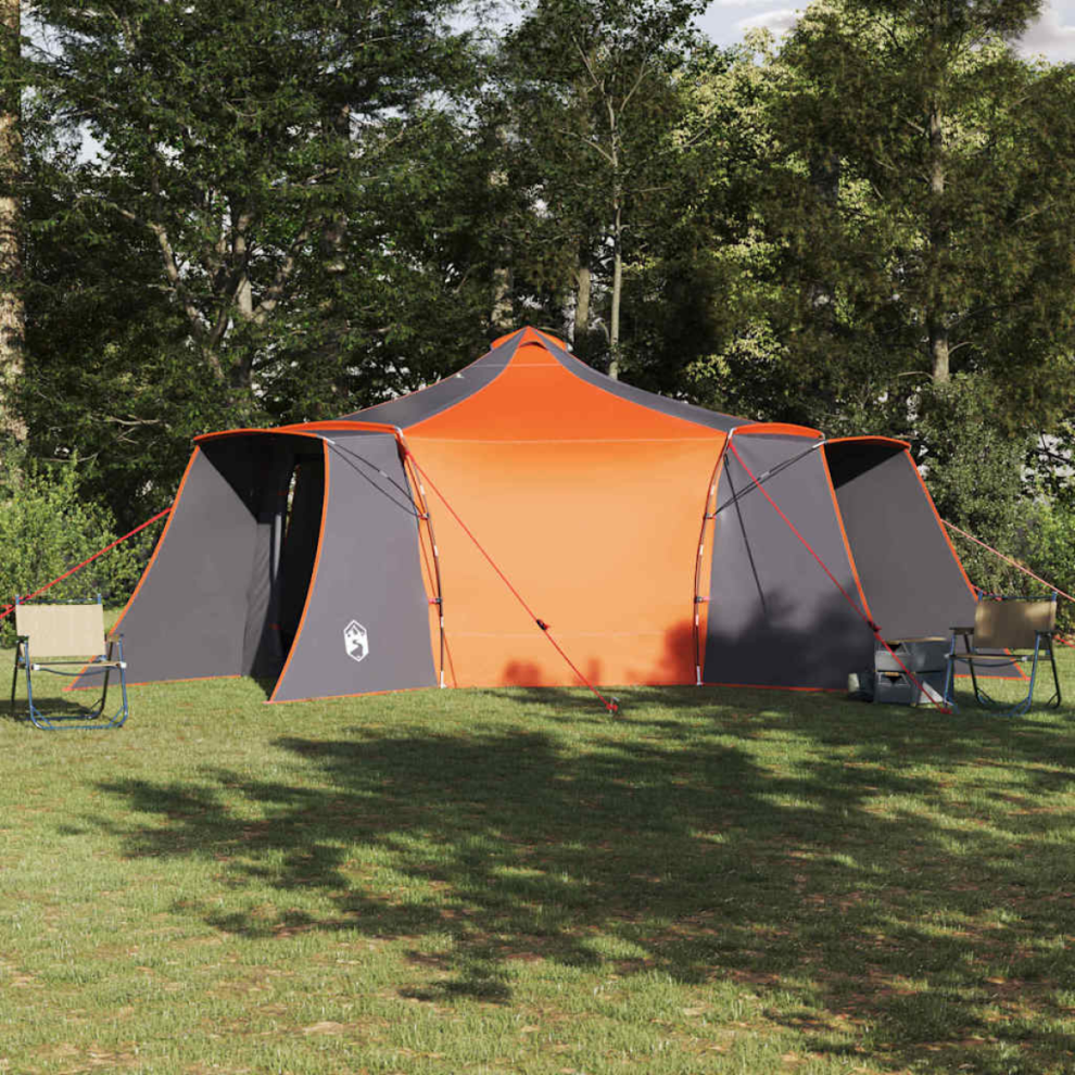 Vidaxl Tipi Tent With Roof And 492 X 492 X 275 Cm Taffeta Grey/Orange