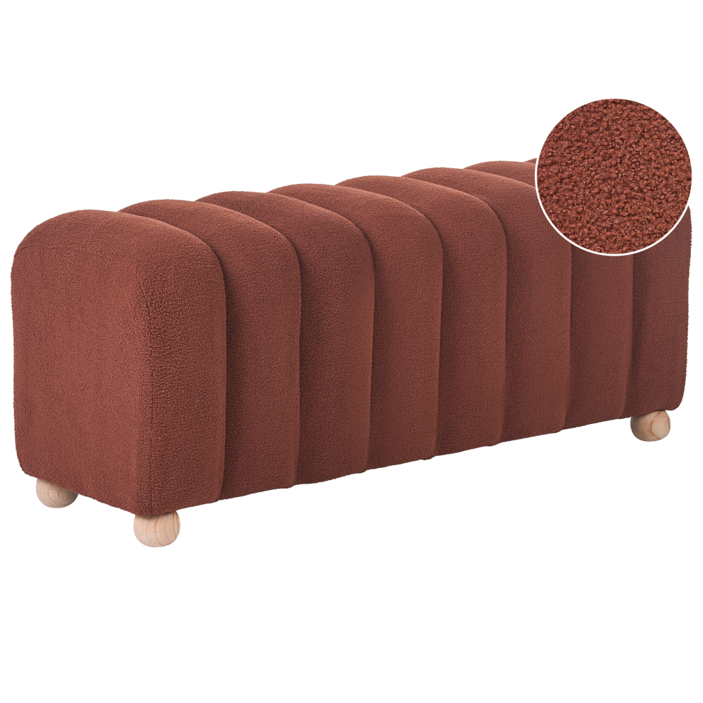 Beliani Upholstered Bench Idyllwild Boucle Golden Brown
