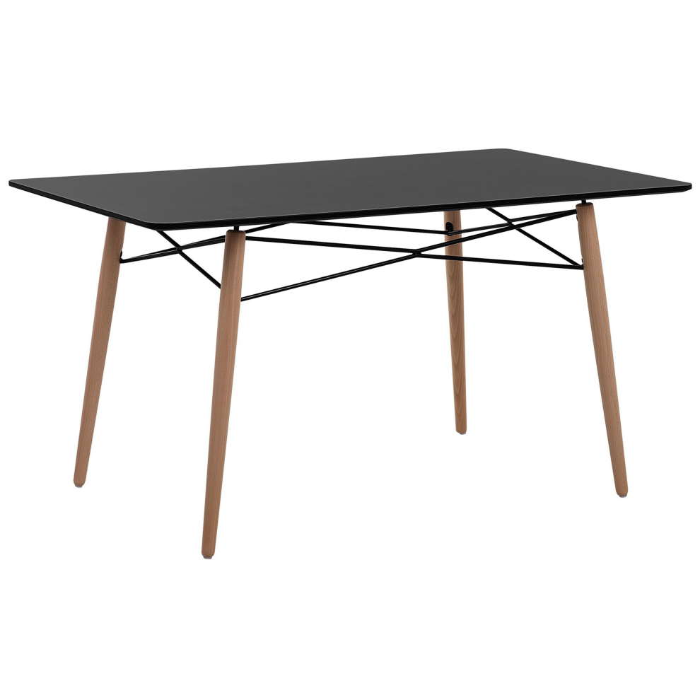 Beliani Dining Table Biondi Black Beech 140 Cm 80 Cm