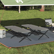vidaXL Folding Camping Bed 2 pcs Grey 210 x 80 x 46 cm Oxford fabric