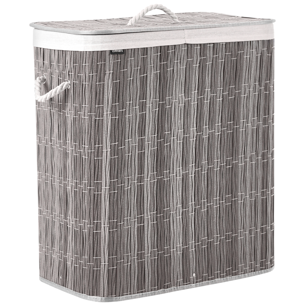 Beliani Laundry Basket With Lid Arraias Fabric Grey 100 L