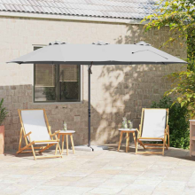 vidaXL Umbrella Sand 372 x 198 x 243 cm Polyester and Aluminium